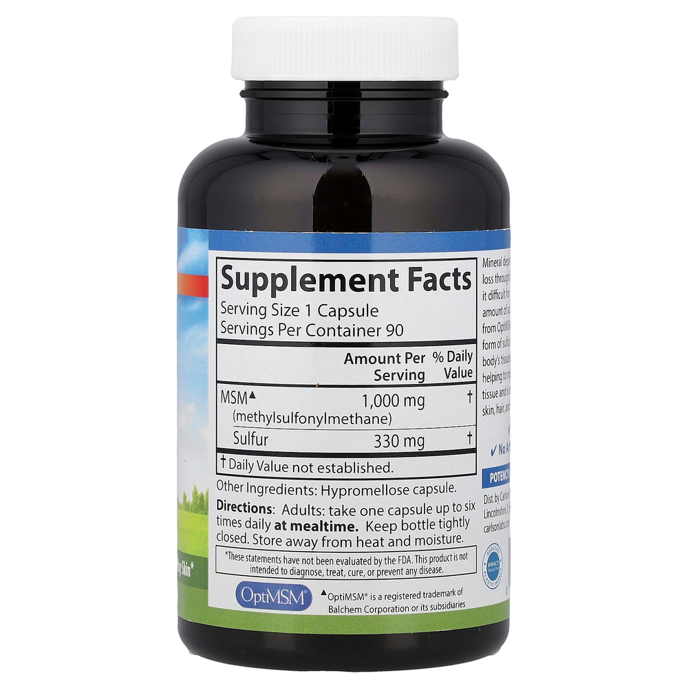 Carlson, сера с МСМ, 90 вегетарианских капсул