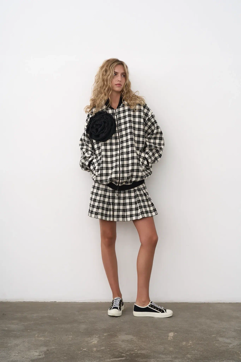 Мини-юбка в складку в клетку