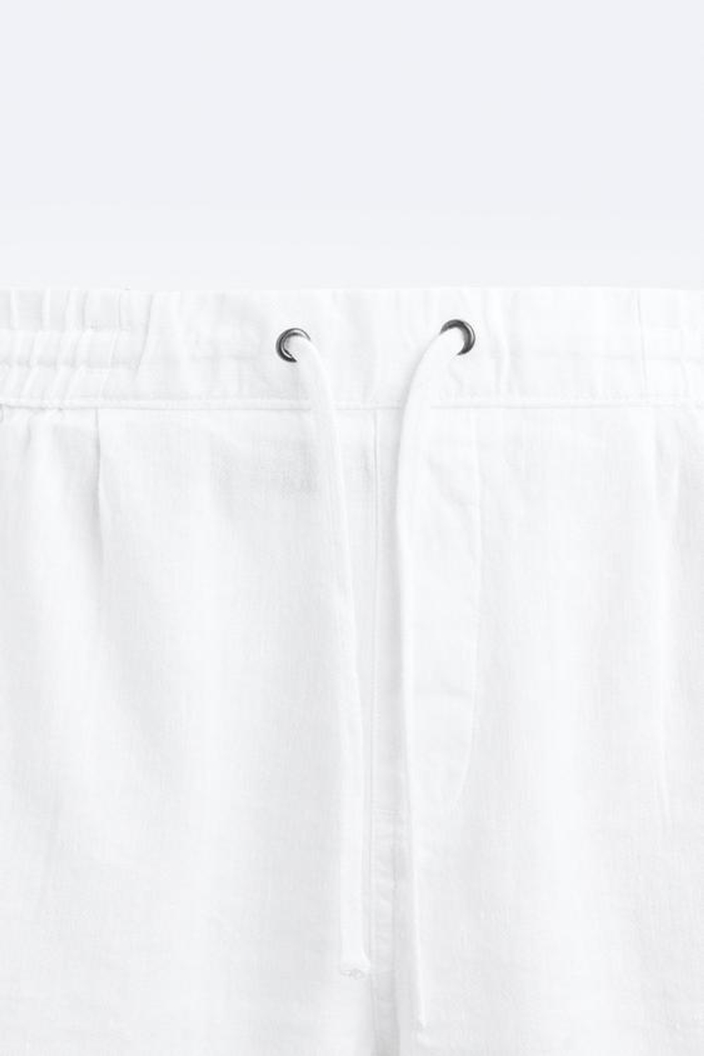 ZARA ШОРТЫ ИЗ ХЛОПКА И ЛЬНА, БЕЛЫЙ