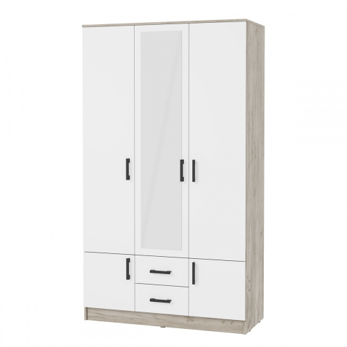 мс для спальни Ронда ШК-3 Дуб крафт серый / Белый