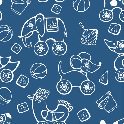 Игрушки на синем фоне