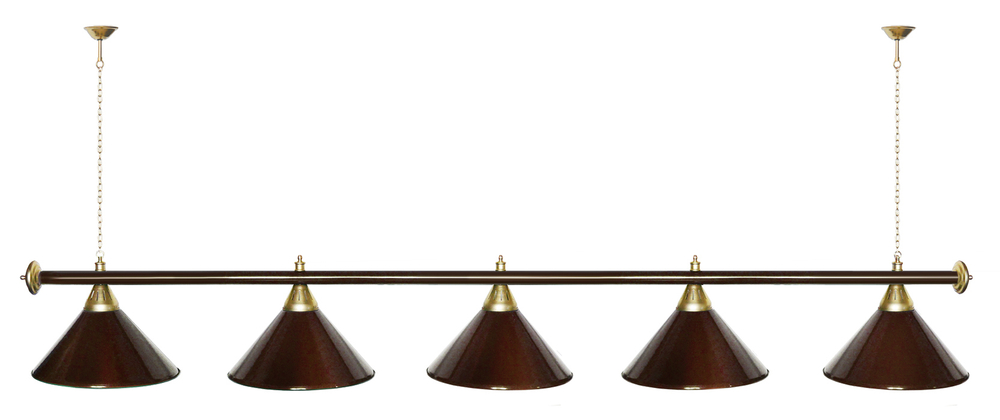 Лампа STARTBILLIARDS 5 пл. (плафоны зеленые,штанга золотая,фурнитура золото)