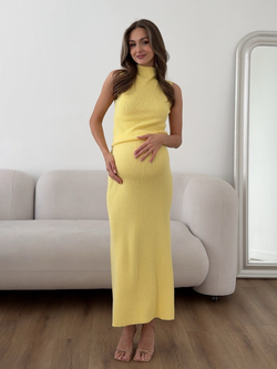 Комплект вязаный, длинная юбка и топ без рукавов