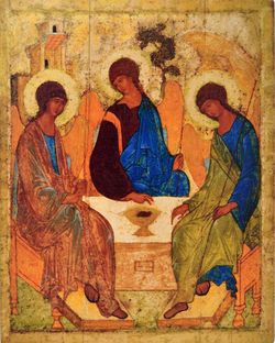 "Троица" Рублёва. Икона ручной работы.