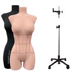 Бельевой манекен Пенелопа с разметкой, комплект Про, размер XS/158, цвет бежевый, в комплекте подставка «Милан» и фартук для швеи