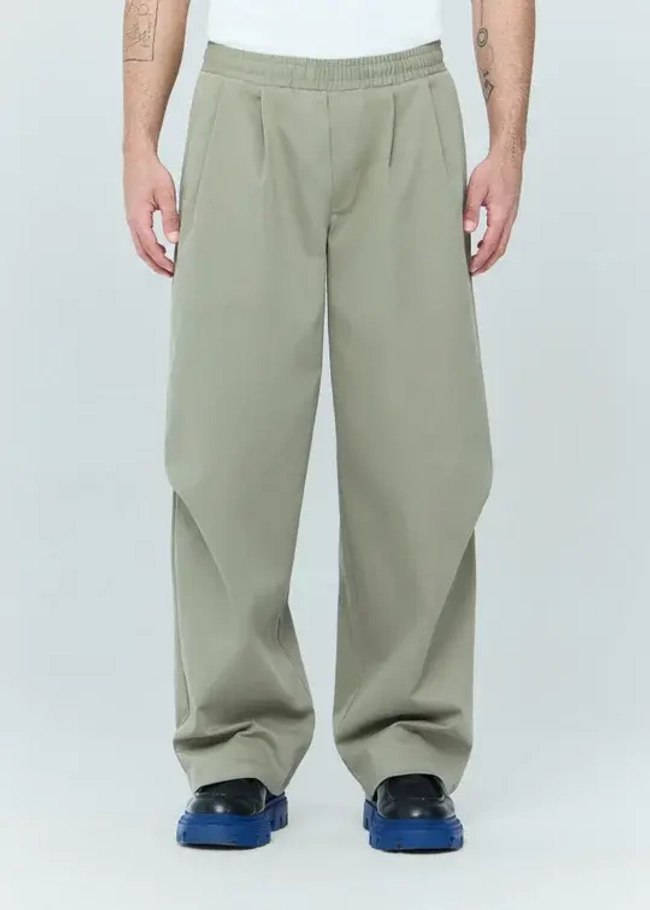 Брюки широкие из хлопка | olive
