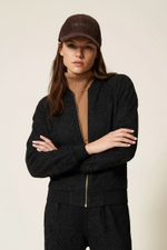 Lace sweatshirt with zip Woman-1