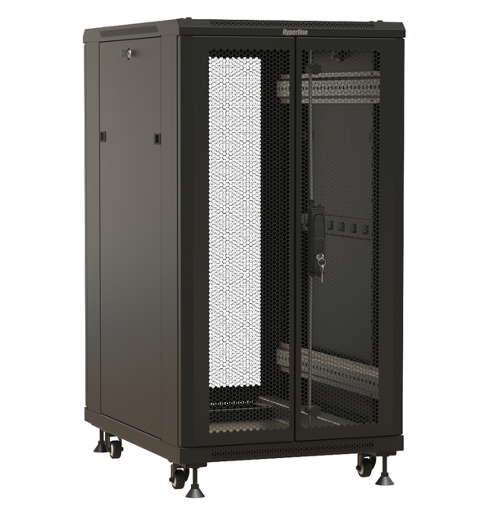 Шкаф напольный 19", 18U Hyperline TTBR-1866-DD-RAL9004