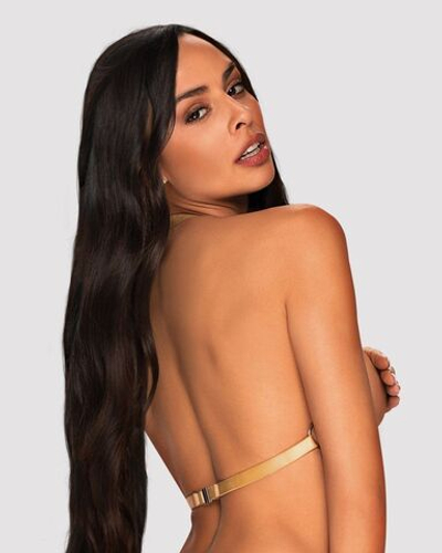 Стильная портупея в виде бюстгальтера с креплениями-колечками (Размер: S-M-L) (Цвет: золотистый)