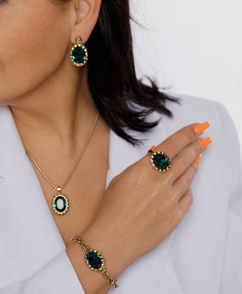 Кольцо Qudo TIVOLA UNICA big (G/P) Emerald 56 686945