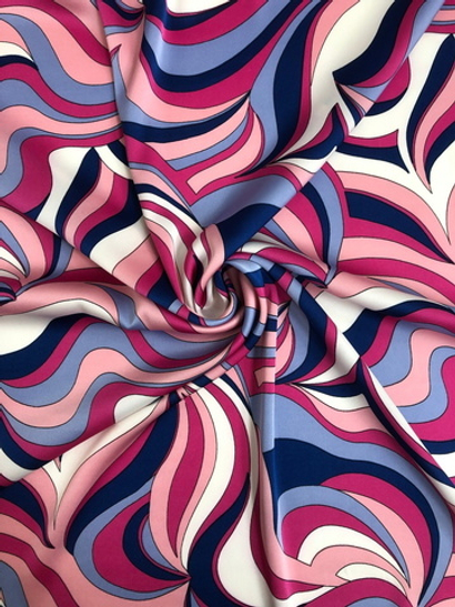 Плательная принт, волны роз/голуб/фукс/синий BAVARIA D78