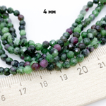 Цоизит граненый, размер около 4,1-4,2 мм, цена за 48-49 шт (1/2 нити)