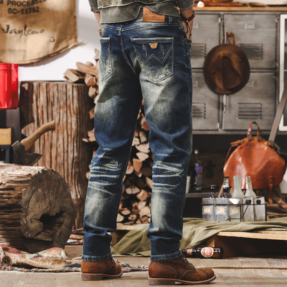 Amei Clock ретро джинсы мужские американский стиль. Сезон весна