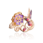 Брошь «Колибри» из красного золота с фианитом и эмалью