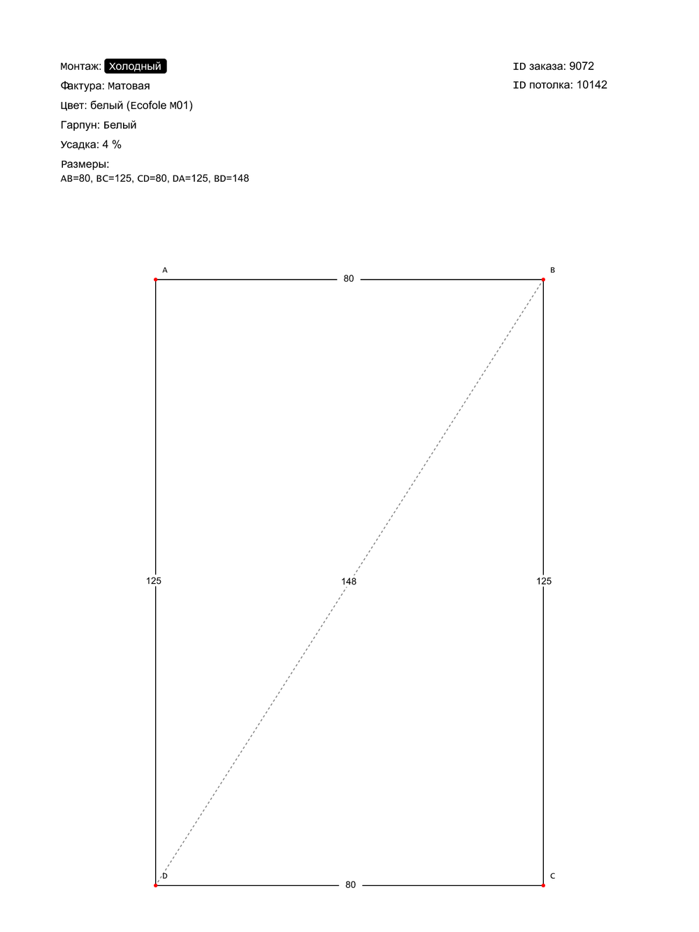 Матовый натяжной потолок 1 м2