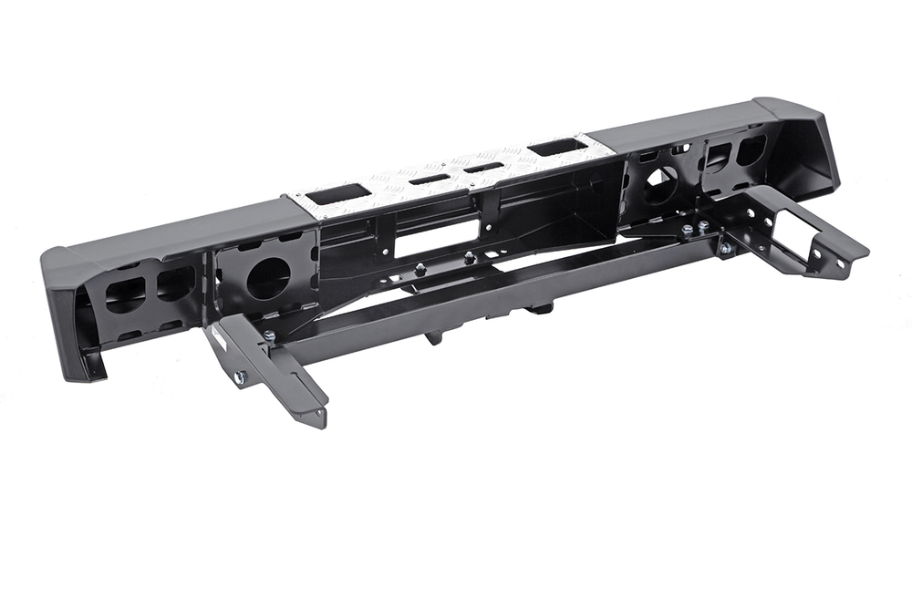 Бампер силовой задний Toyota Hilux 2015+ с площадкой под лебёдку и квадратом под фаркоп РИФ