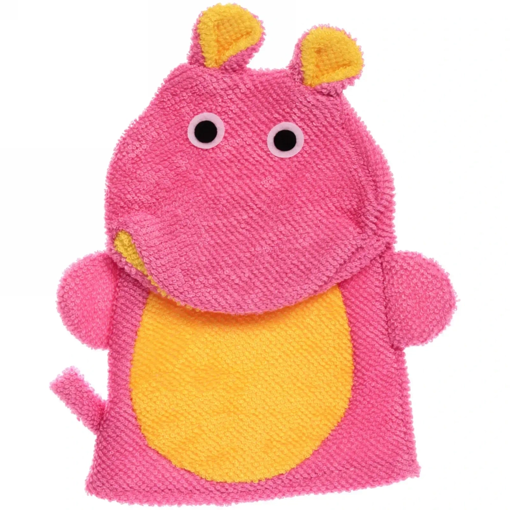 Мочалка-варежка для тела детская «Water Magic - Бегемотик Лэсси», цвет розовый, 17*23 см (ZIP пакет)