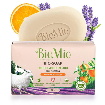 Туалетное мыло BioMio Bio-Soap Апельсин, лаванда и мята, 90 г