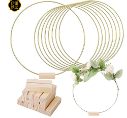 Основа деревянная с прорезями для двух колец 8 * 3 *2 см, 1 штука, цвет натуральный, крепеж для таблички на стол / основа для свадебного декора стола