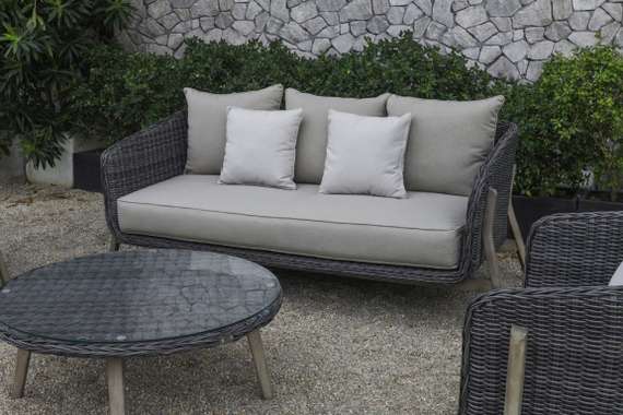 Комплект уличной мебели Jura из массива акации, алюминия и ротанга, серый, антрацит