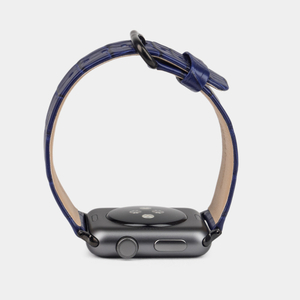 Ремешок для Apple Watch 44/45/46 mm из кожи крокодила, синего цвета