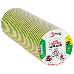 Изолента ЭРА ET1920YG ПВХ 19мм х 20м желто-зеленая | Изолента