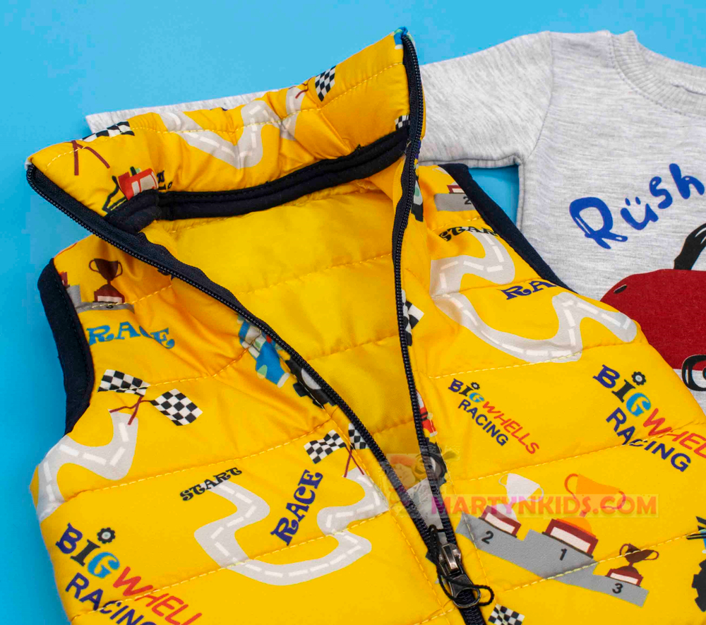 теплый костюм-тройка АВТОМОБИЛЬЧИК с жилеткой 4775