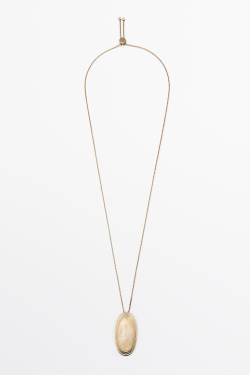Massimo Dutti Колье с овальной подвеской из кварца, золотистый