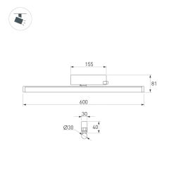 Светильник LGD-TUBE-TURN-4TR-L600-20W Warm3000 (BK, 180 deg, 230V) (Arlight, IP20 Металл, 3 года) 036298(1)