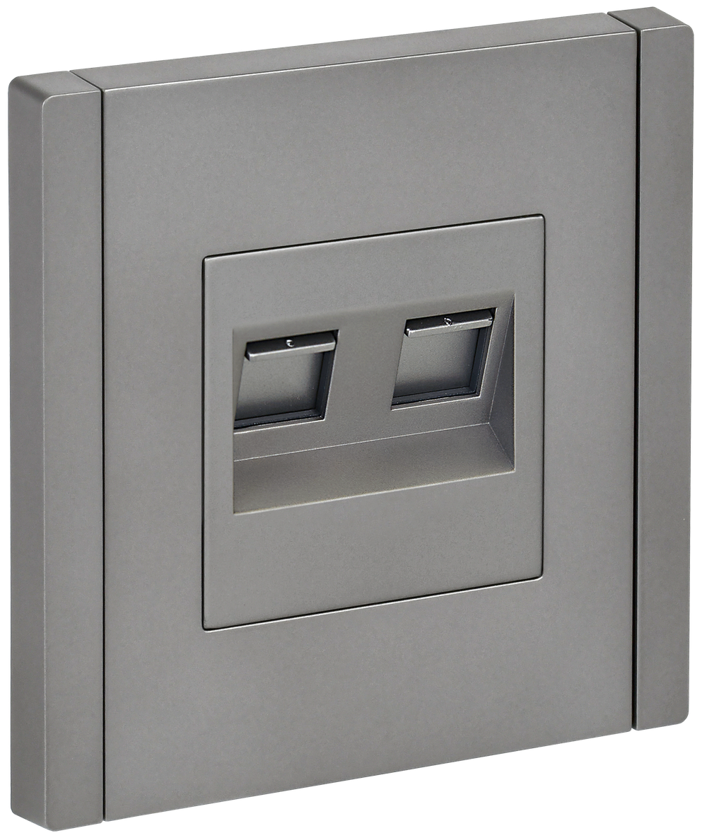 FORTE&PIANO Розетка компьютерная двойная RJ45 кат.5E FP533 сталь IEK