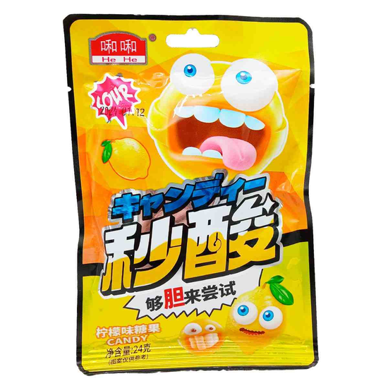 Леденцы He He Кислые Лимон 24г (Китай)