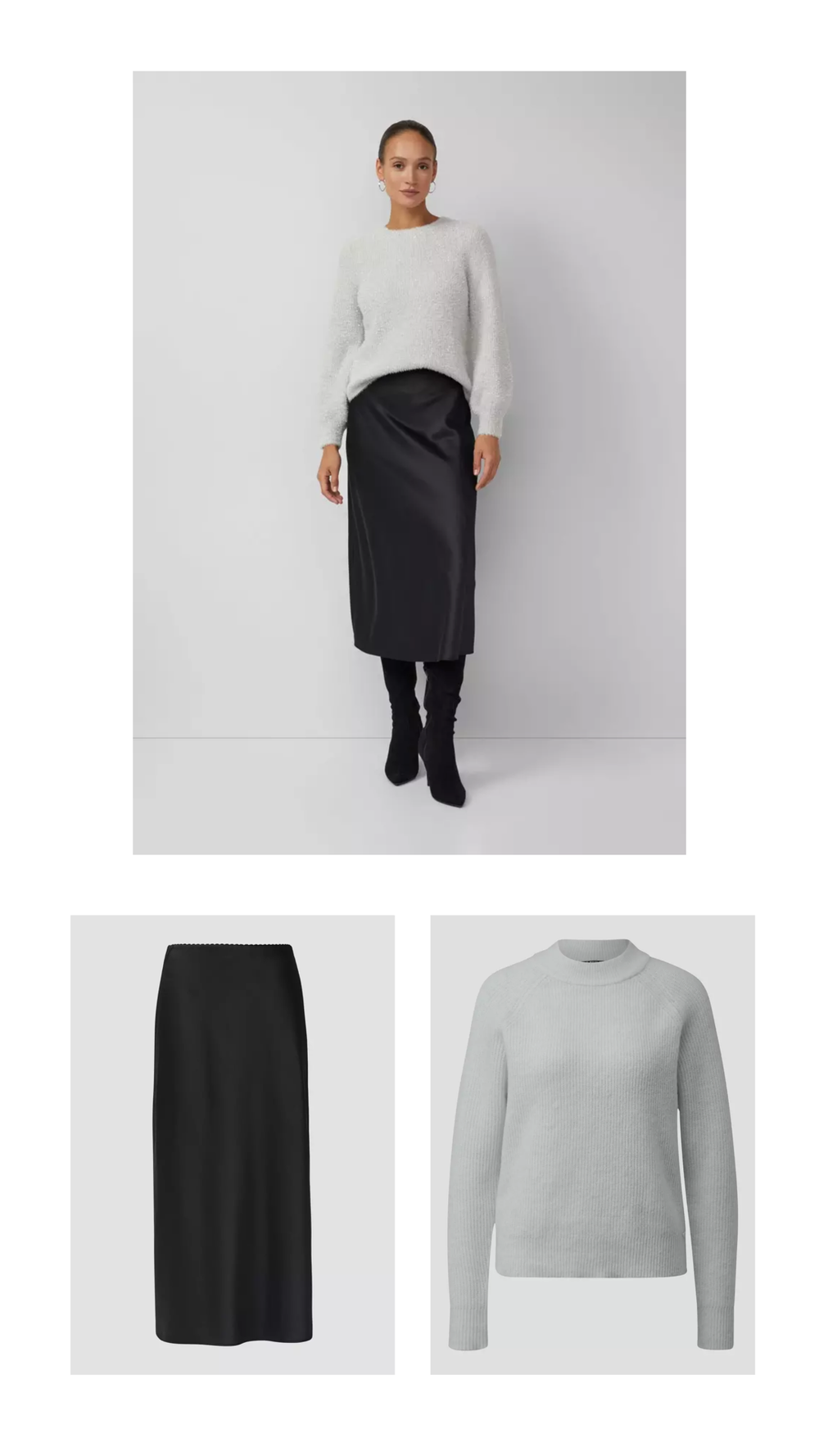 Атласная юбка-миди из вискозы с эластичным поясом Black Label