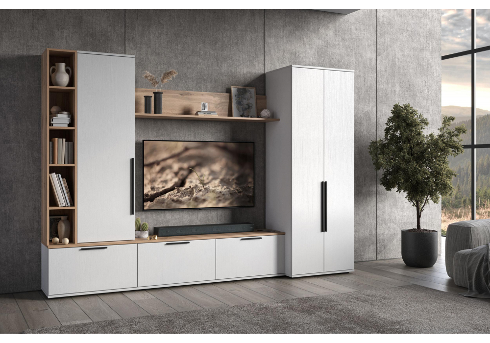 ТВ-тумба Woodville Филеста белый, дуб вотан