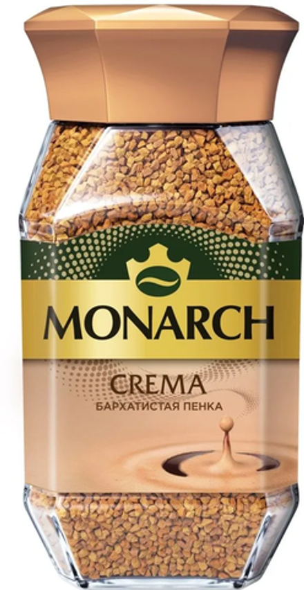 Кофе растворимый Monarch Crema с пенкой, 95 г стеклянная банка (Монарх)