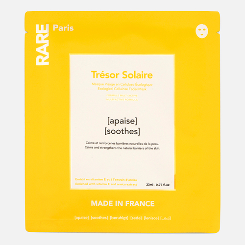 RARE PARIS  Trésor Solaire Успокаивающая и укрепляющая тканевая маска для лица, 23 мл