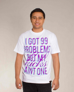 Футболка Sneaktip 3D 99 Problems белая на человеке