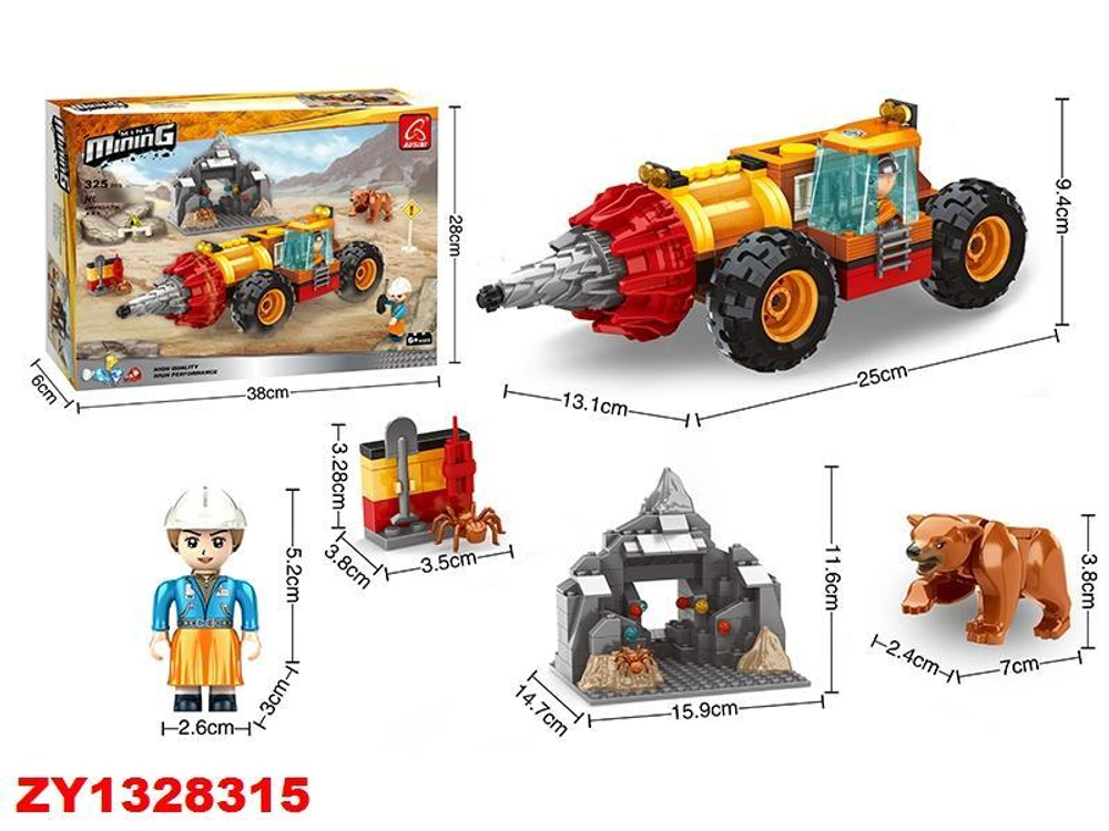 Конструктор блочный Аусини Добыча полезных ископаемых 325дет., коробка 29607