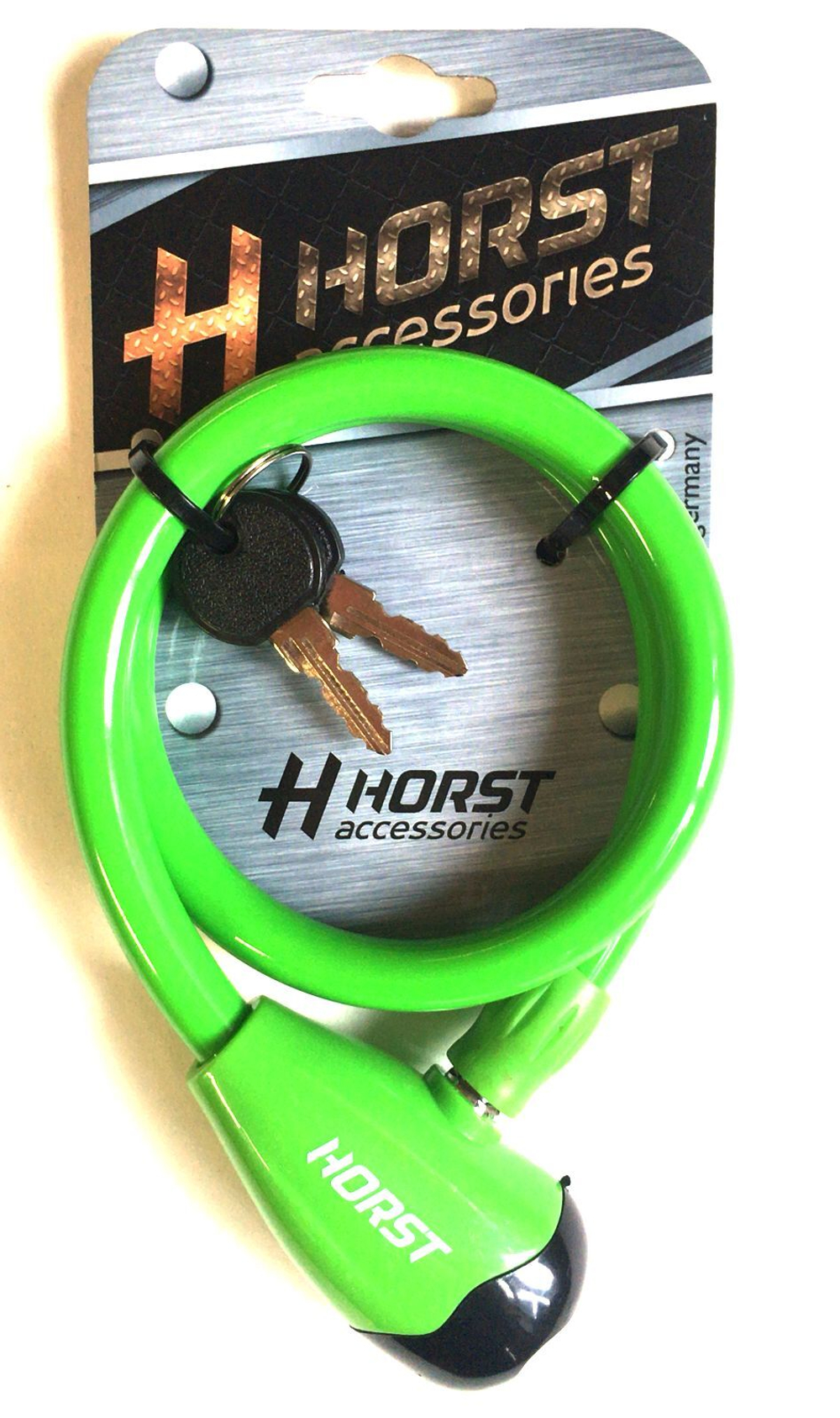 Замок вело 12х650мм автом. на ключе зеленый HORST
