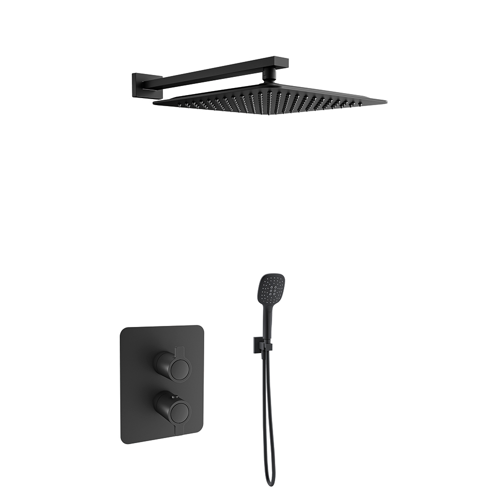 Встраиваемый термостат. смеситель для душа с троп. и ручным душем BLAUTHERM 948722RPK300NM черный