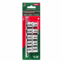 Набор головок Е-профиль 5пр. 1/2''(E12,E14,E16,E18,E20), на планке RockForce##Rock FORCE RF-4053