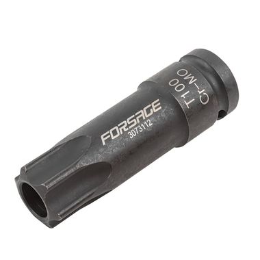 Головка-бита Т100Н с отверстием ударная 1/2'', на пластиковом держателе Forsage F-3073112