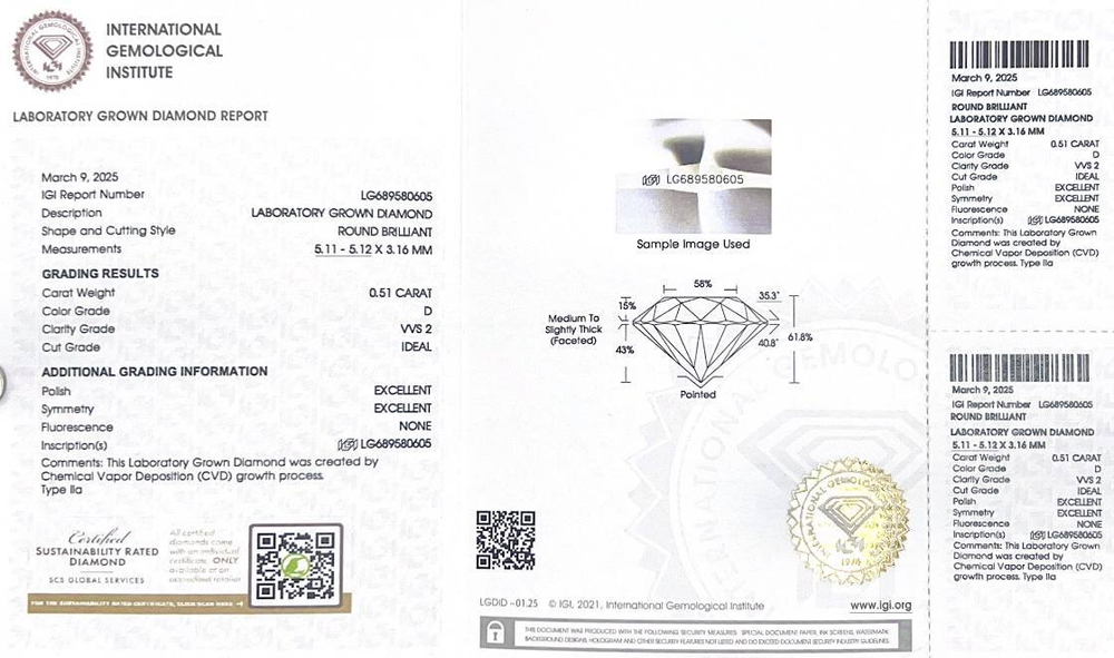 Пусеты с лабораторно-выращенными бриллиантами по 0.5 ct