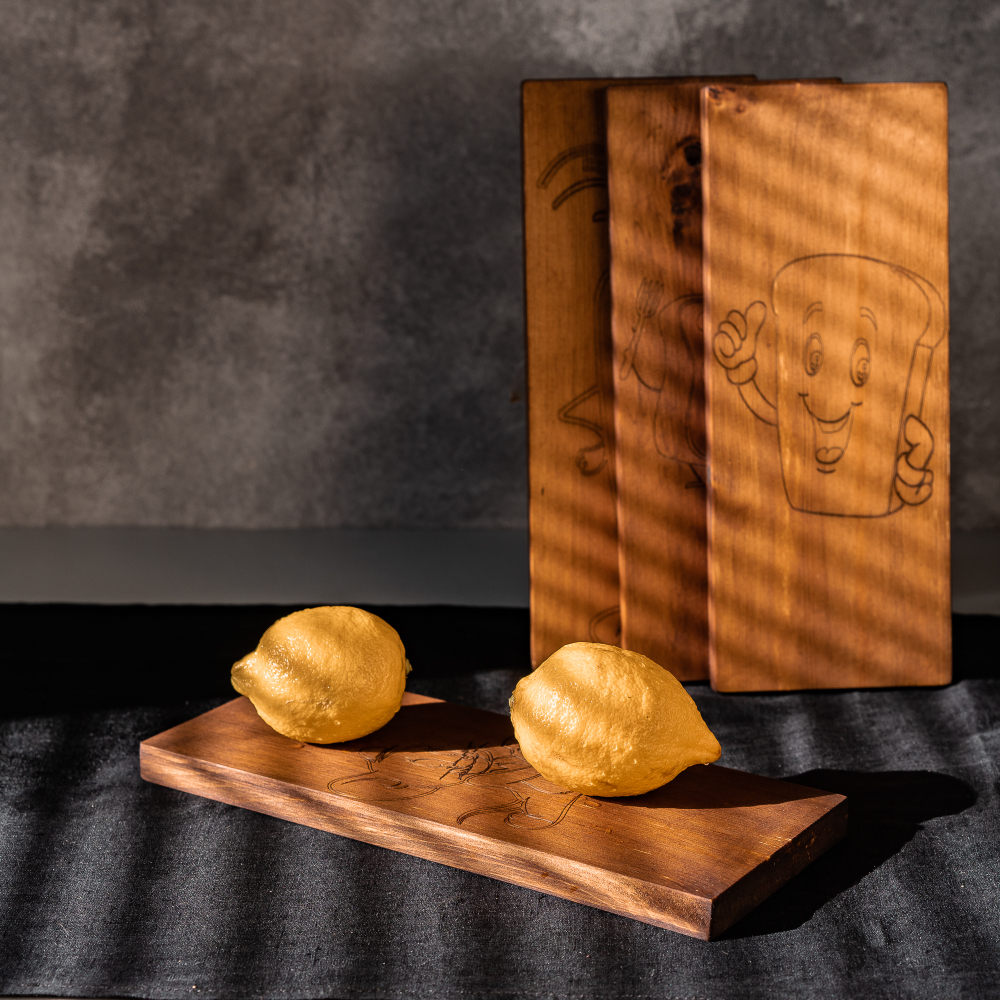 Деревянные разделочные доски 4 шт. из сибирского кедра с гравировкой RDN23