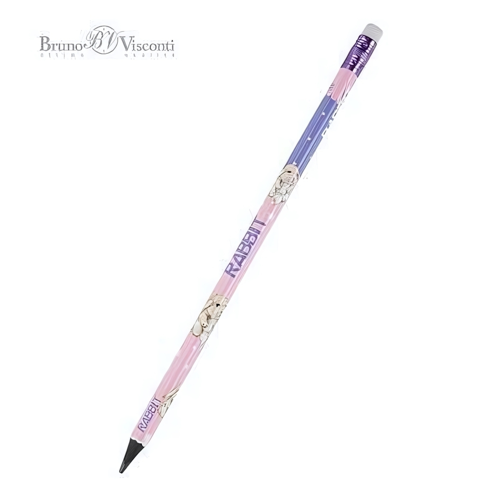 Карандаш ч/г НВ с ластиком "Kids Color. Кролик" пласт.корпус (BrunoVisconti)