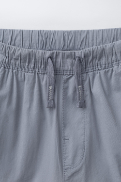 ZARA БРЮКИ STRAIGHT ИЗ ПОПЛИНА, ЛИНЯЛЫЙ СИНИЙ