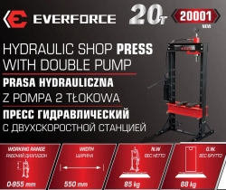 Пресс гидравлический с двухскоростной станцией, 20т EVERFORCE EF-20001 NEW (из 2-х частей)