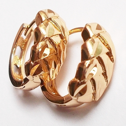 Серьги кольца "Косичка" золотистые