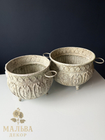 Набор из 2-х декоративных кашпо "Брокант" круглые из металла от CAMPO Home & Garden