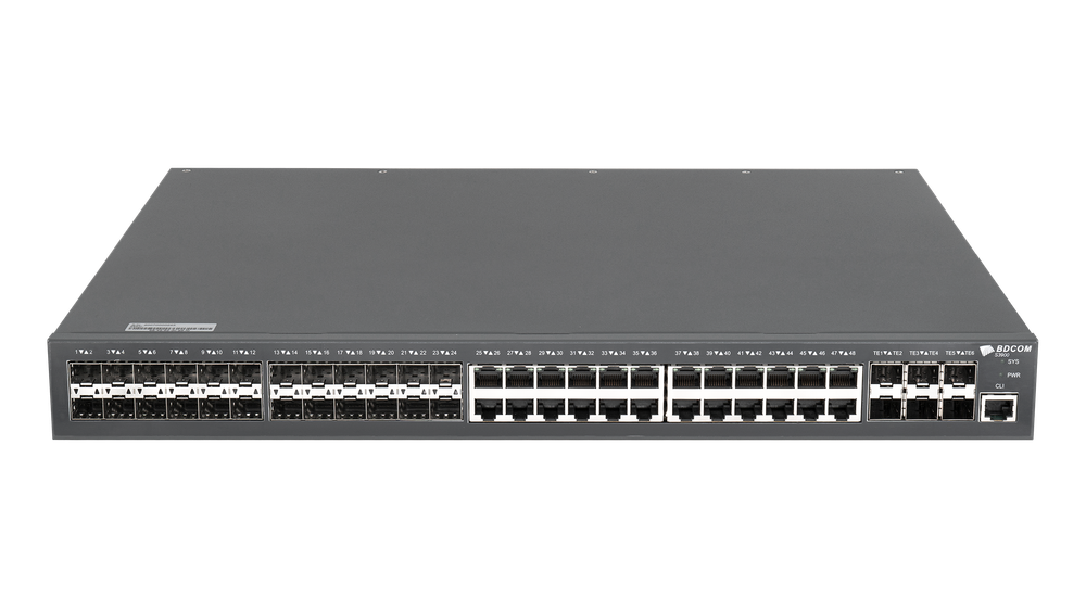 Управляемый коммутатор BDCOM S3900, 24 RJ45 1Гбит/с, 24 SFP 1Гбит/с, 6 SFP+ 10Гбит/с, L3, 2 БП