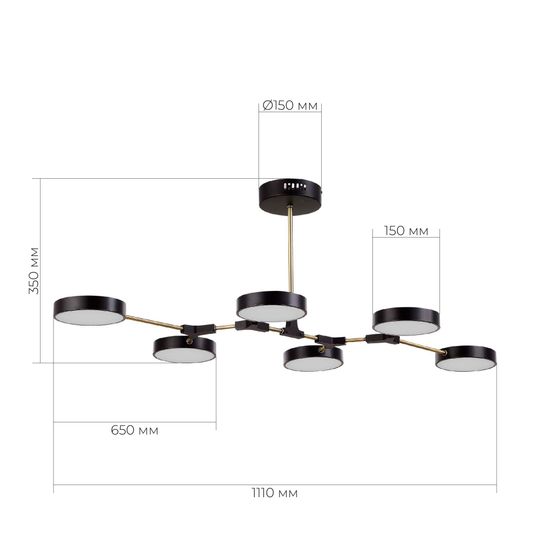 SLE6004-402-06 Светильник потолочный Черный, Латунь/Черный LED 6*10W MONTA